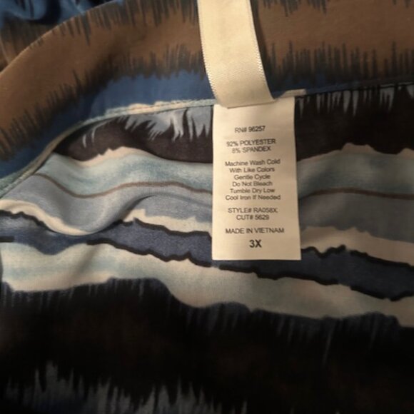 PerSeption Woman stripe Black/Blue /Bron attached cami button-down top, size 3X - Picture 4 of 4